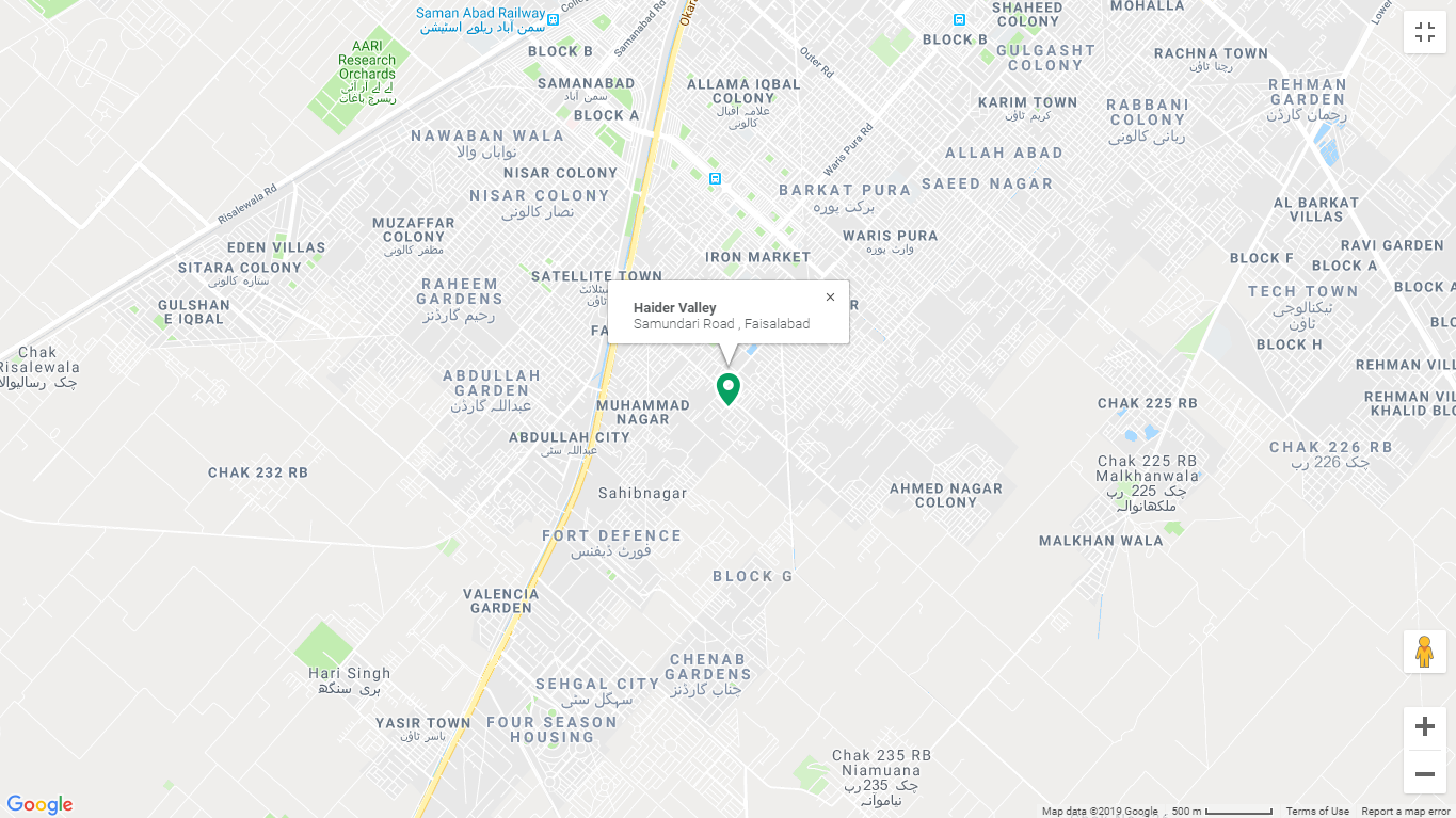 Haider Valley Faisalabad Location Map
